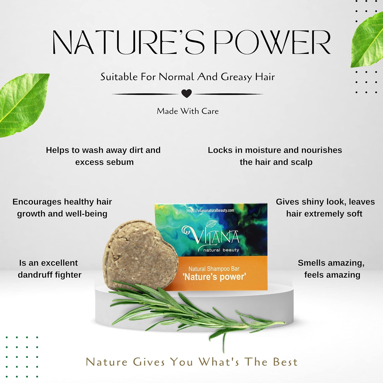 Nature’s Power Natural Shampoo Bar 70g by Vilana | Vegan Shampoo Bar – Removes Dirt, Helps Fight Dandruff, Strengthens Hair Roots | Sulphate Free Hair Shampoo Bar, Suitable for Normal and Greasy Hair : Amazon.co.uk: Beauty