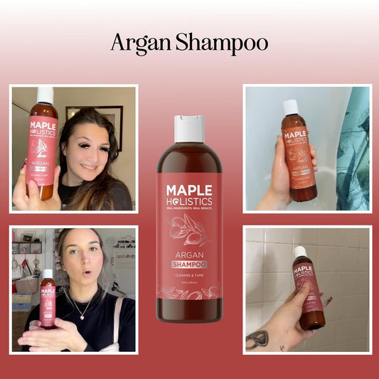 Argan Oil Shampoo For Dry, Damaged Hair And Frizz Control - Sulfate Free With Natural Oils Like Argan, Jojoba, Avocado - Volumizing For Shine, 8 Oz