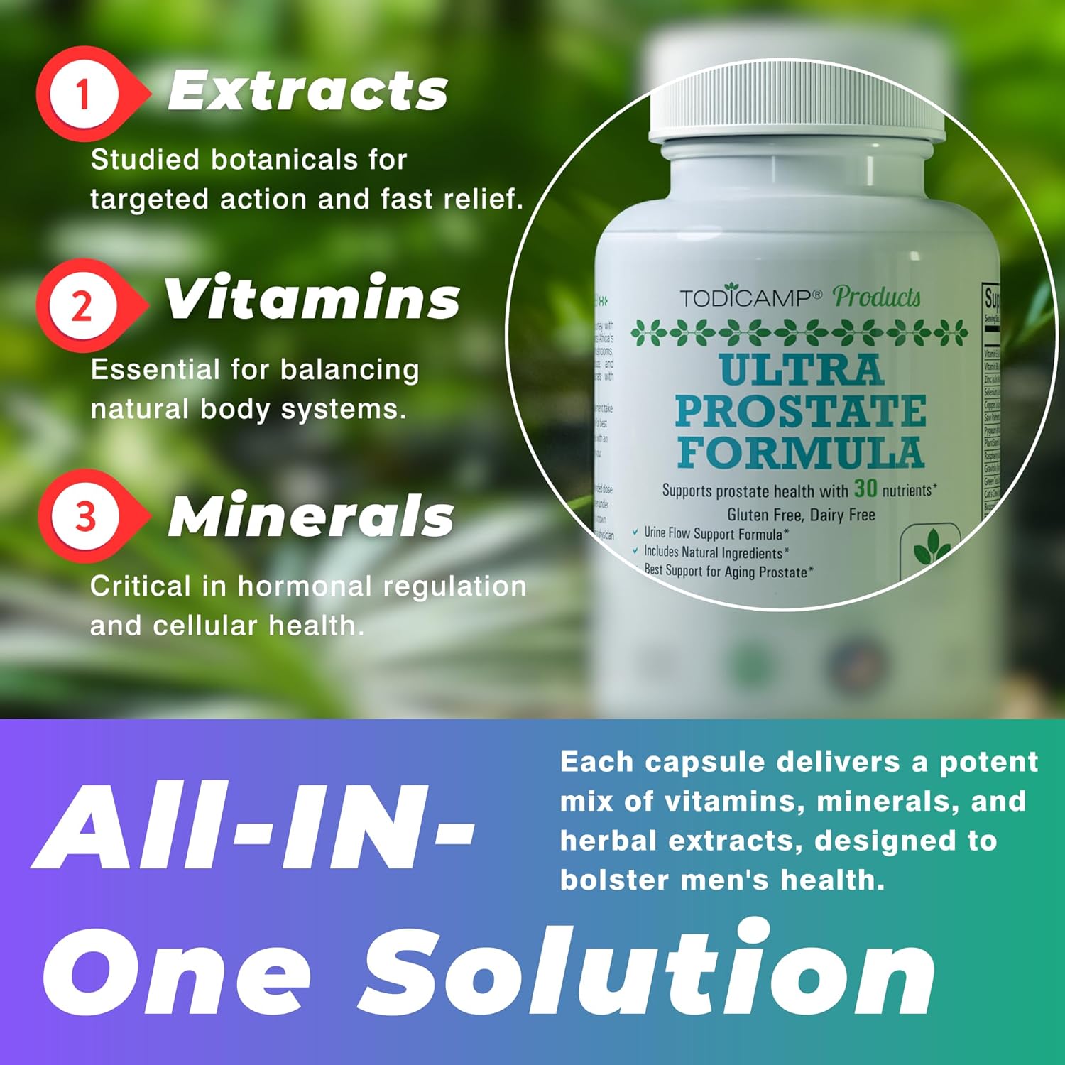 Todicamp Prostate Support Supplement Formula With Saw Palmetto Extract And Bladder Control Complex - 30 Day Supply : Health & Household