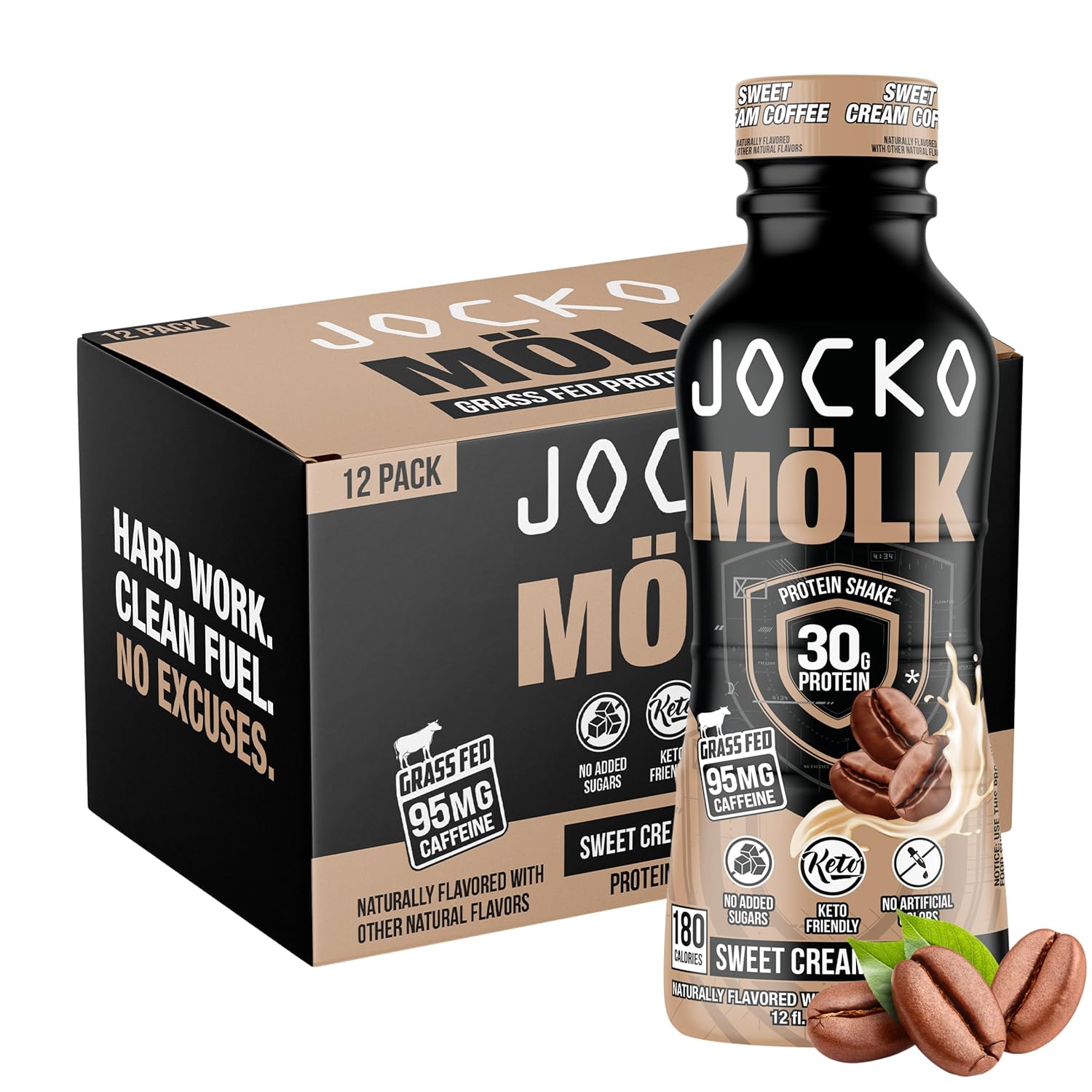 Jocko Mölk RTD Protein Shakes Bundle - Chocolate & Sweet Cream Coffee (24 Pack) : Health & Household