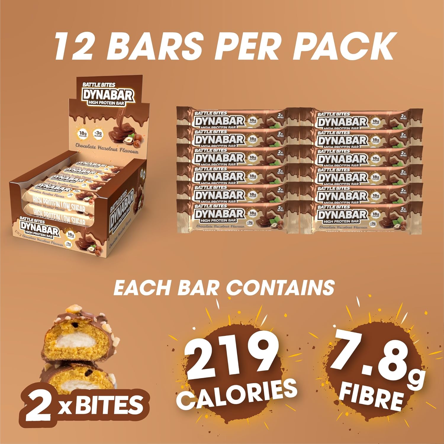 Battle Bites - High Protein Bars 12 x 62g - Sticky Toffee Pudding Flavour - Low in Sugar, High in Fibre, Free from Preservatives, Non-GMO - 20g protein, 7.4g fibre + 251 calories per bar - Made in UK : Amazon.co.uk: Health & Personal Care