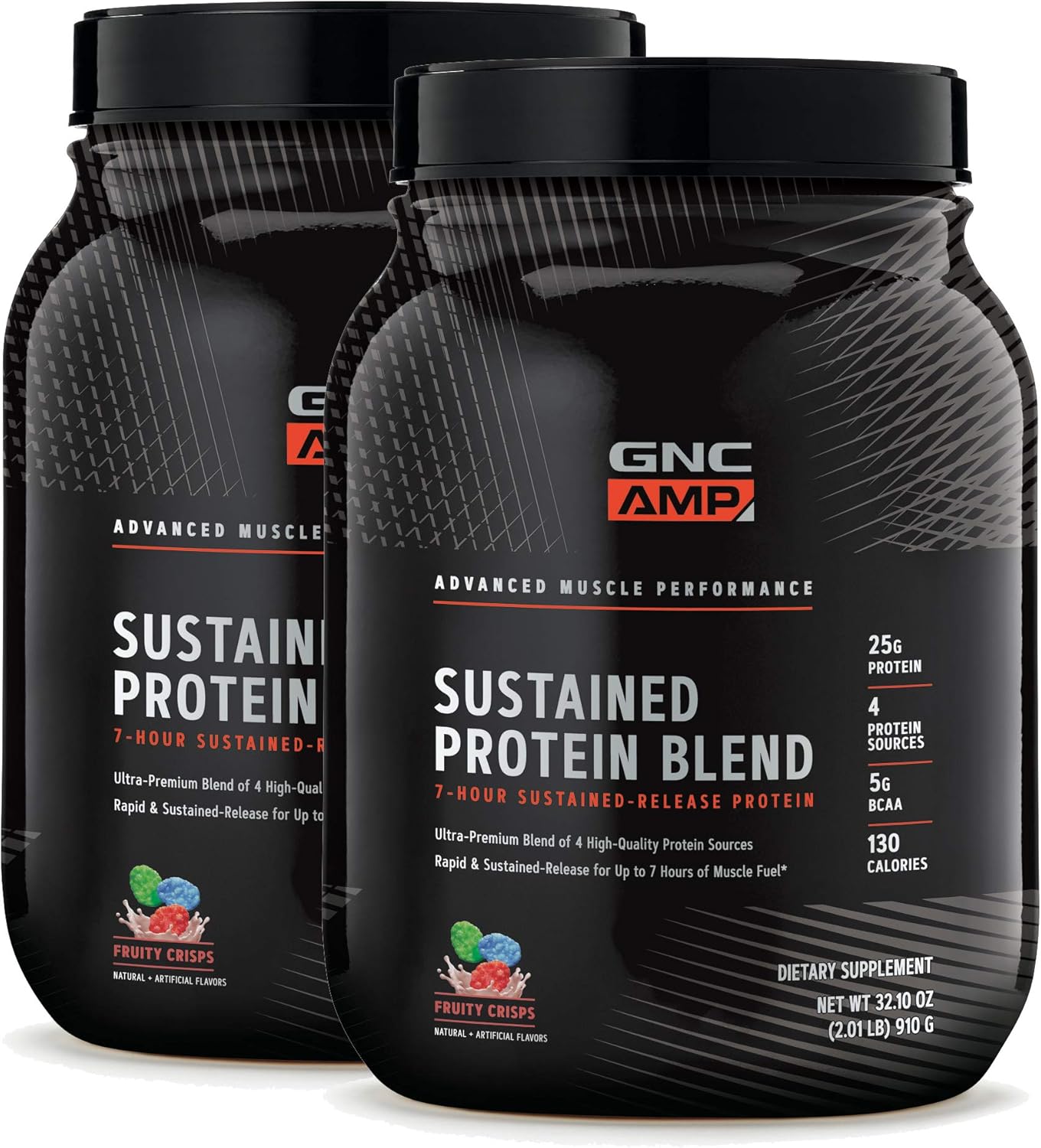 Gnc Amp Sustained Protein Blend | Targeted Muscle Building And Exercise Formula | 4 Protein Sources With Rapid & Sustained Release | Gluten Free | Fruity Crisps | 56 Servings