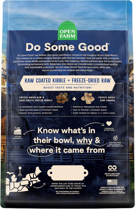 Open Farm Rawmix Ancient Grains Wild-Ocean Recipe For Dogs, Includes Kibble, Bone Broth, And Freeze Dried Raw, Inspired By The Wild, Humanely Raised Protein And Non-Gmo Fruits And Veggies, 20 Lb
