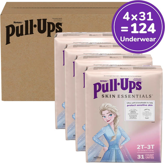 Pull-Ups Girls' Skin Essentials Potty Training Pants, Training Underwear, 2T-3T (16-34 Lbs), 124 Ct (4 Packs Of 31)