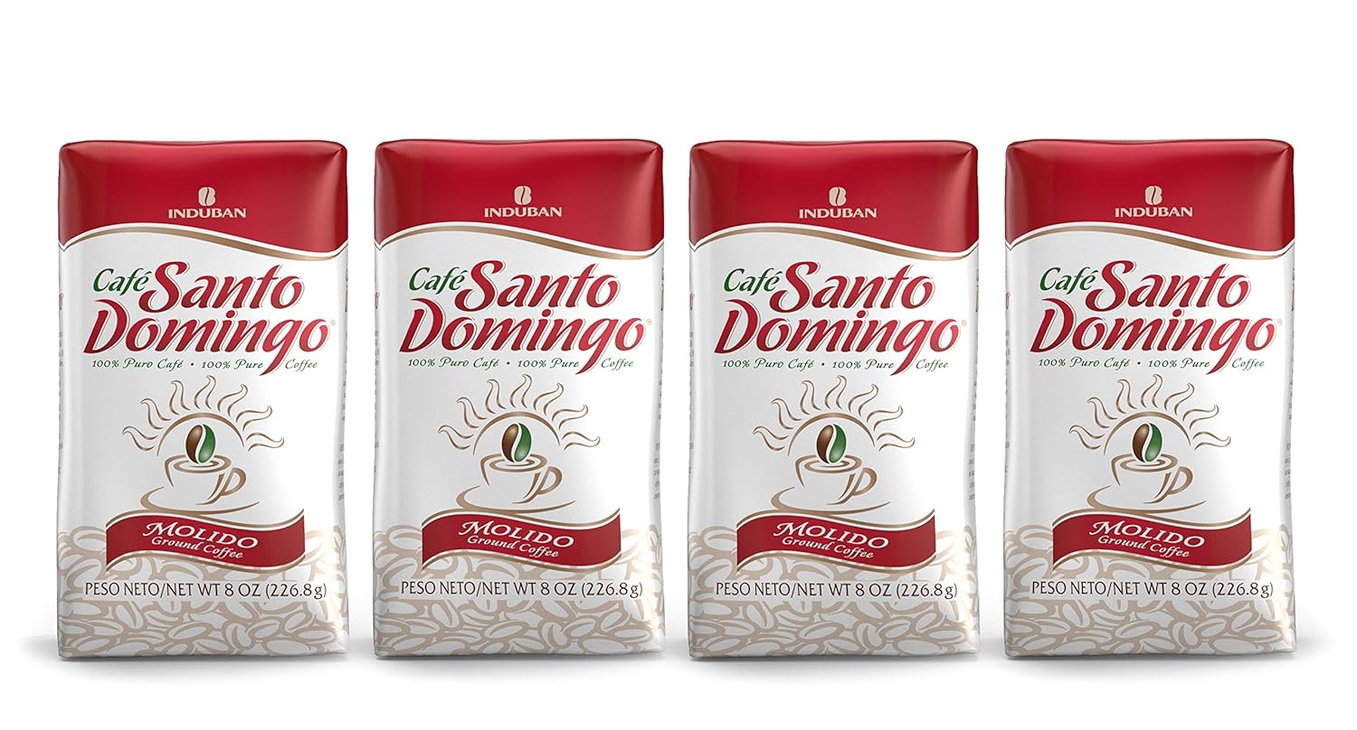 Café Santo Domingo, 8 oz Bag, Ground Coffee, Medium Roast - Product from the Dominican Republic (Pack of 4)