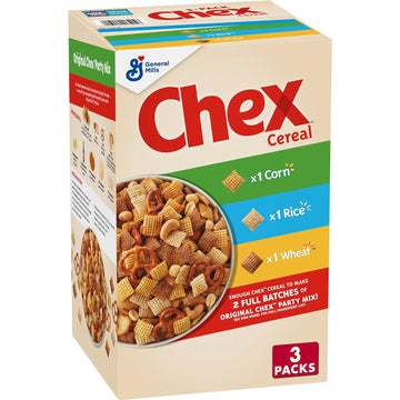 Chex Cereal Party Mix Variety Pack, Corn, Rice and Wheat Chex, 36.5 oz, 3ct