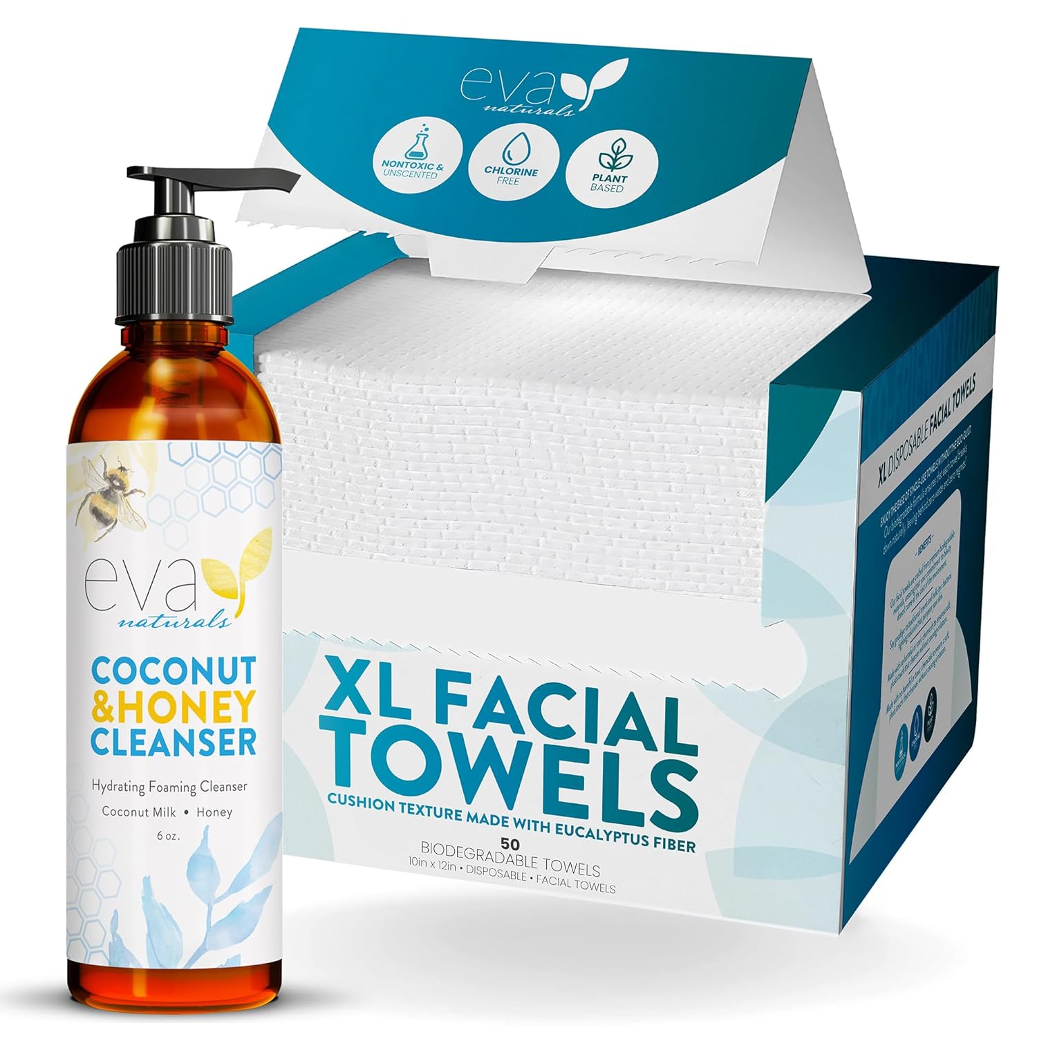 Eva Naturals Facial Towel & Coconut And Honey Cleanser Bundle