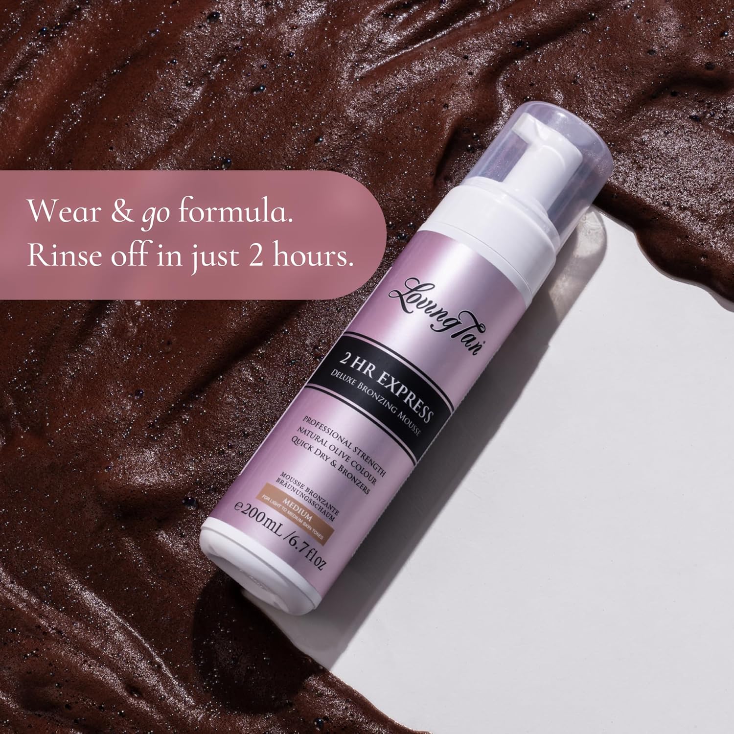 Loving Tan 2 HR Express Mousse, Medium - Streak Free, Natural looking, Professional Strength Sunless Tanner - Up to 5 Self Tan Applications per Bottle, Cruelty Free, Naturally Derived DHA - 200 ml : Amazon.co.uk: Beauty