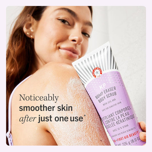 First Aid Beauty KP Bump Eraser Body Scrub – Exfoliant for Keratosis Pilaris with 10% AHA – Jumbo 10 oz Tube
