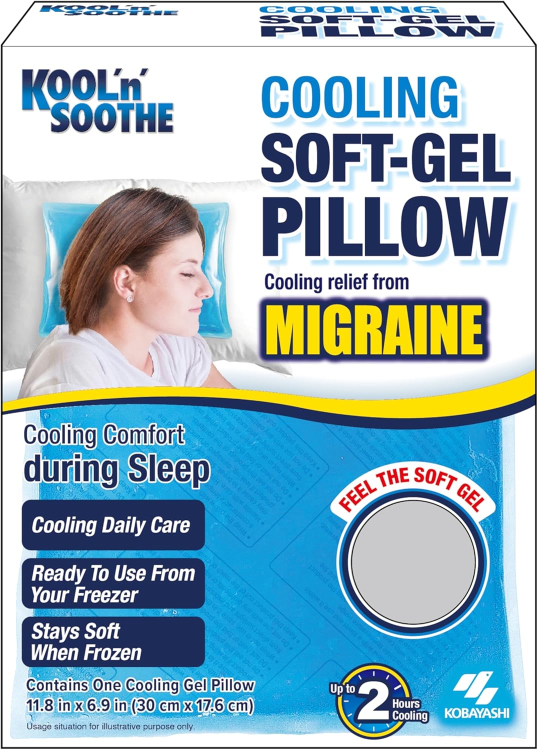 Kool 'N' Soothe Cooling Gel Pillow/Large Size Reusable Cooling Gel Pillow/Immediate Cooling For Migraine In Hard To Reach/Larger Areas