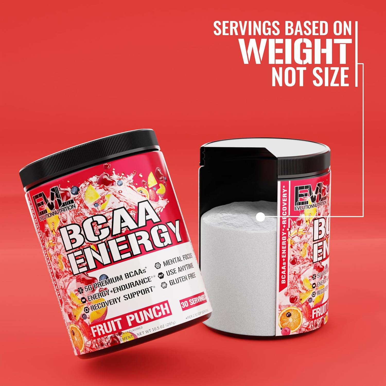 Evl Bcaas Amino Acids Powder - Bcaa Energy Pre Workout Powder For Muscle Recovery Lean Growth And Endurance - Rehydrating Bcaa Powder Post Workout Recovery Drink With Natural Caffeine - Fruit Punch : Health & Household