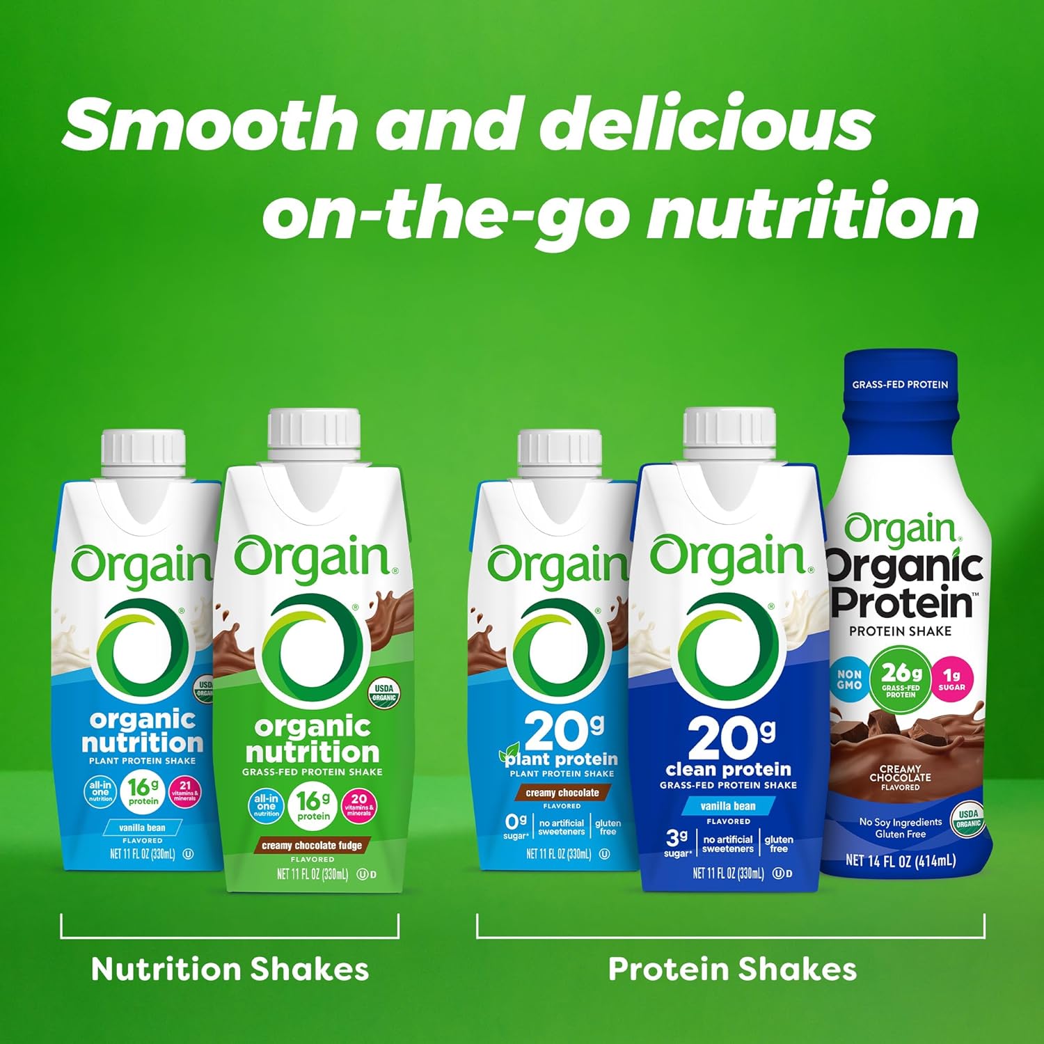 Orgain Organic Nutritional Protein Shake, Vanilla Bean - 16G Grass Fed Milk Protein, Meal Replacement, 20 Vitamins & Minerals, Fruits & Vegetables, Gluten Free, Non-Gmo, 11 Fl Oz (12 Pack)