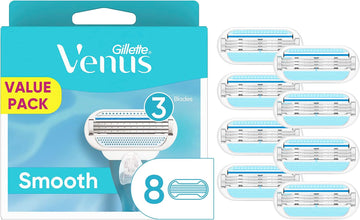 Gillette Venus Smooth Womens Razor Blade Refills, 8 Count, Lubracated To Protect The Skin From Irritation