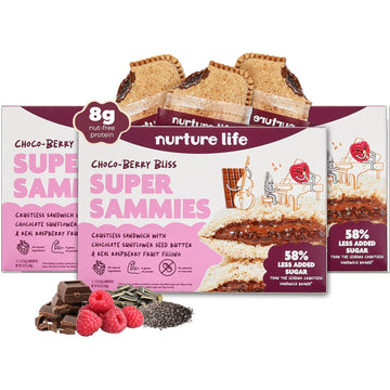 Nurture Life Crustless Sandwiches, Choco-Berry Bliss Super Sammies, Healthy Toddler Snacks, Nut-Free, Allergen-Friendly, Non-Gmo, School Safe, Thaw & Eat, Organic Focus, Fresh Meals For Kids, 3 Pack
