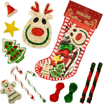 Mon2Sun 11Count Christmas Dog Rawhide Stocking For Small Dogs Holiday