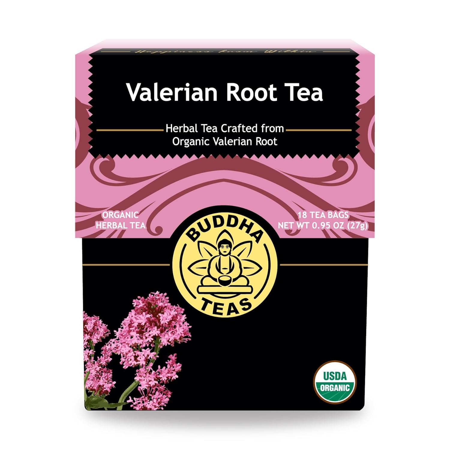 Buddha Teas - Organic Valerian Root Tea - Herbal Tea - For Health & Wellbeing - With Antioxidants & Minerals - Clean Ingredients - Caffeine Free - Ou Kosher & Non-Gmo - 18 Tea Bags (Pack Of 1)