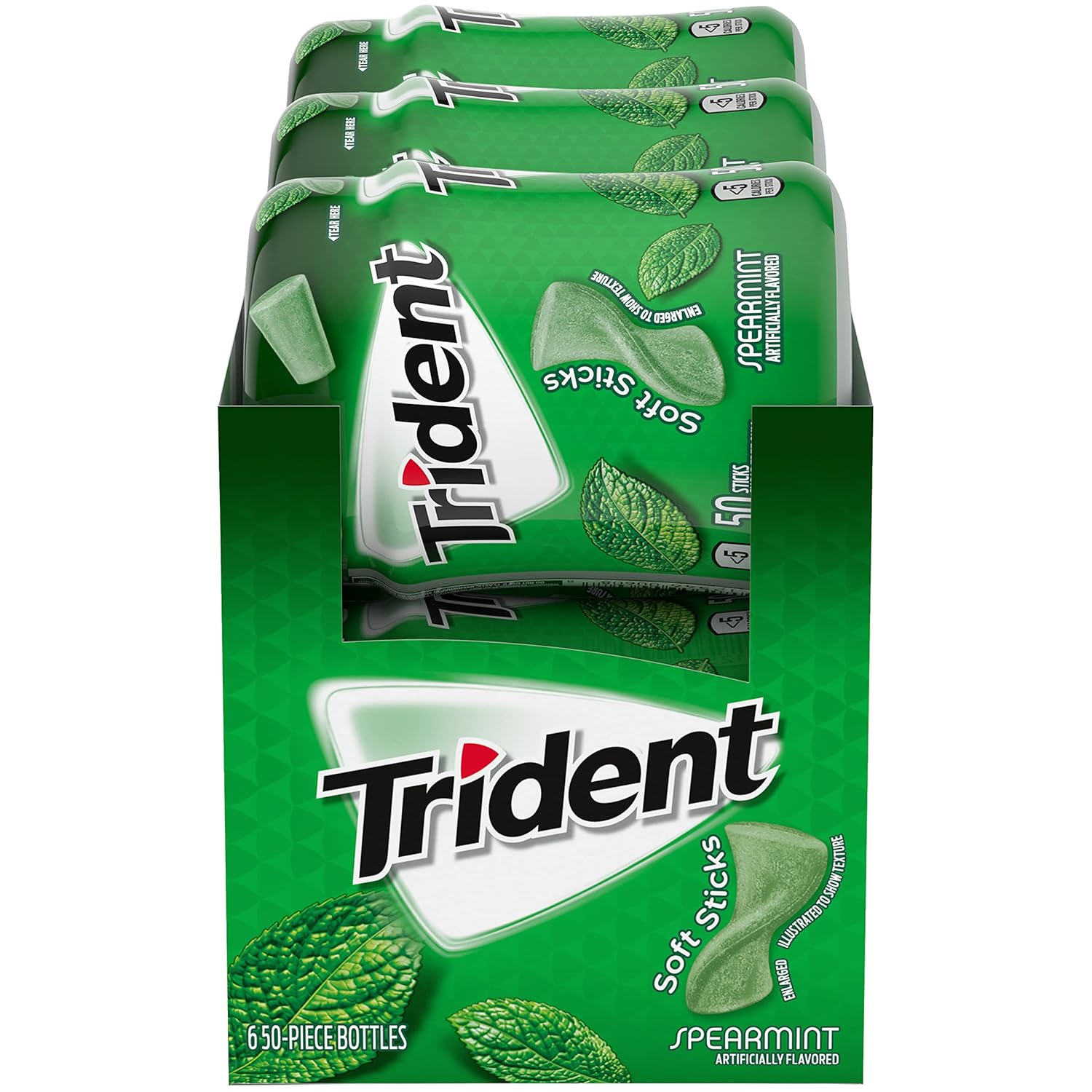 Trident Unwrapped Spearmint Sugar-Free Chewing Gum, 6 Bottles Of 50 Pieces (300 Total Pieces)