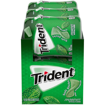 Trident Unwrapped Spearmint Sugar-Free Chewing Gum, 6 Bottles Of 50 Pieces (300 Total Pieces)