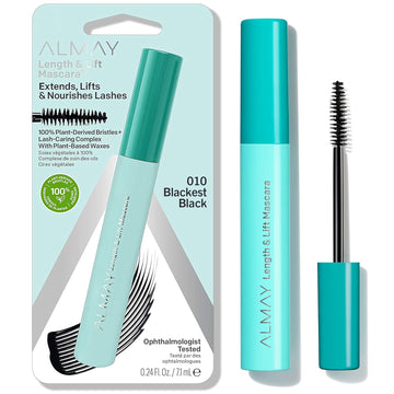 Almay Lengthening Mascara, Volume & Lift, Eye Makeup, Hypoallergenic And-Fragrance Free, 010 Blackest Black, 0.24 Fl Oz