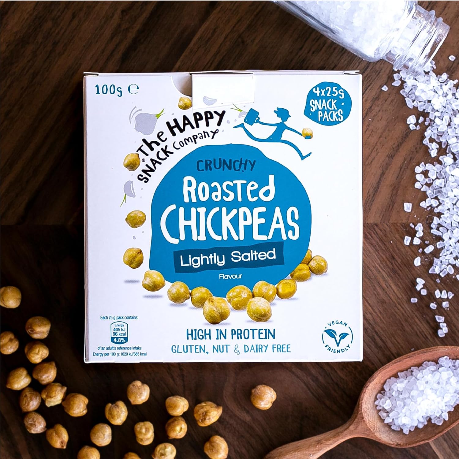 The Happy Snack Company Roasted Chickpeas, Lime & Cracked Pepper Flavour Healthy Snacks, Plant Protein, Gluten Free Tasty Snacks, Vegan, 110 Calories, 25G Portion, Pack Of 20
