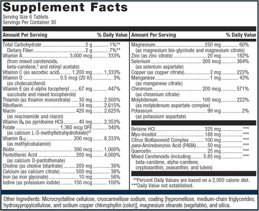 Metagenics Multigenics - Optimum Multiple Vitamin/Mineral Formula Fast-Release Tablet - 30 Servings