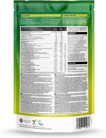 Vivo Life Thrive Vegan Superfood With Vitamins Minerals Fruits & Greens, Blueberry & Lucuma Flavour, 30 Servings - 8.46Oz