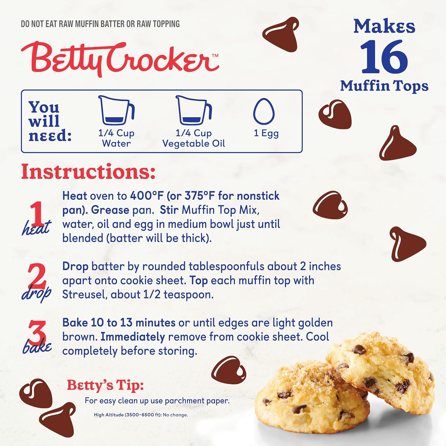 Betty Crocker Muffin Tops Mix, Chocolate Chip, 13 oz : Everything Else