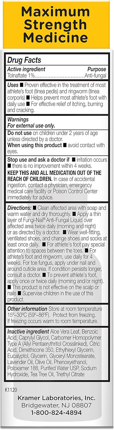 Fungi-Nail Anti-Fungal Liquid Solution, Kills Fungus That Can Lead To Nail & Athlete’S Foot With Tolnaftate & Clinically Proven To Cure And Prevent Fungal Infections 1 Fl Oz (Pack Of 2)