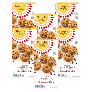 Simple Mills Almond Flour Crunchy Cookies, Chocolate Chip - Gluten Free, Vegan, Healthy Snacks, Made with Organic Coconut Oil, 5.5 Ounce (Pack of 6)