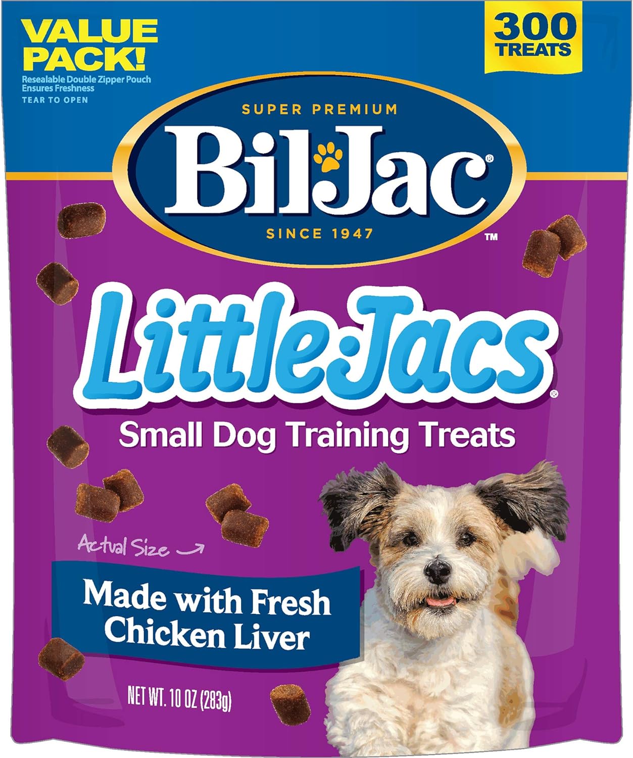 Bil-Jac Little Jacs Small Dog Training Treats - Soft Chicken Liver Dog Treats for Puppy Rewards - Real Chicken, No Fillers, 10oz Resealable Double Zipper Pouch (2-Pack)