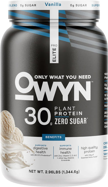 Owyn Only What You Need Pro Elite Vegan 30G Plant-Based High Protein Powder, Zero Sugar (Vanilla, 2.9 Lbs)