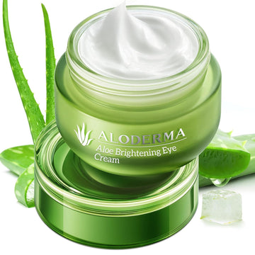 Aloderma Brightening Eye Cream with 87% Organic Aloe Vera - Natural Hydrating Daily Eye Cream for Dark Circles & Puffy Eyes with Grapefruit & Licorice Extract - Aloe Eye Cream for Eye Wrinkles, 0.9oz