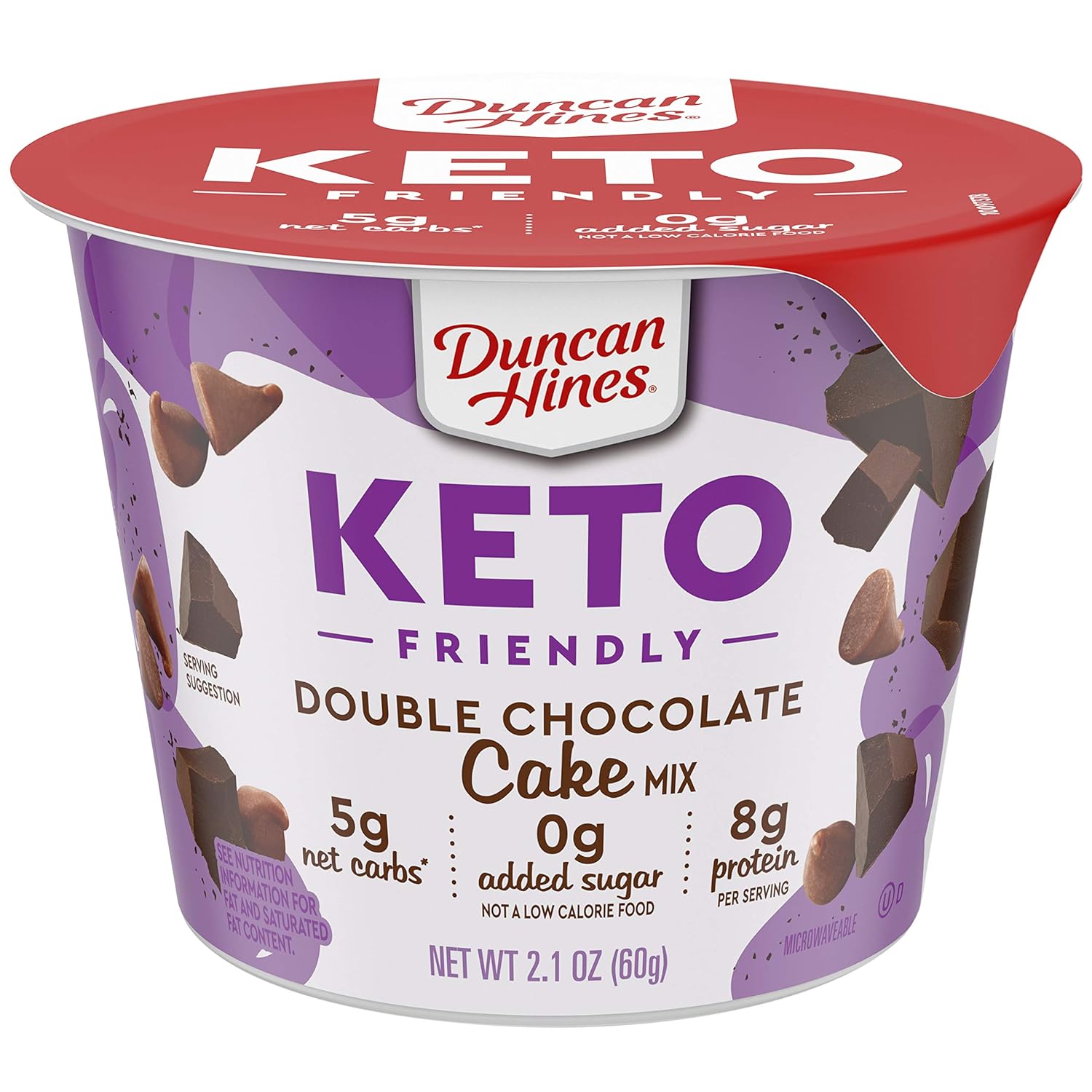 Duncan Hines Keto Friendly Double Chocolate Cake Mix, 2.1 Keto Friendly Double Chocolate Cake Cup 25.2 Ounce (Pack of 12)