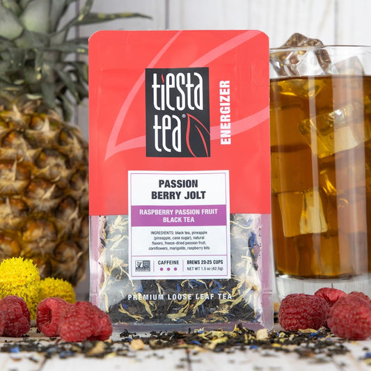 Tiesta Tea - Passion Berry Jolt Raspberry Passion Fruit Black Tea Premium Loose Leaf Tea Blends Caffeinated Black Tea Make Hot Or Iced Tea & Brews Up To 25 Cups - 1.5 Ounce Resealable Pouch