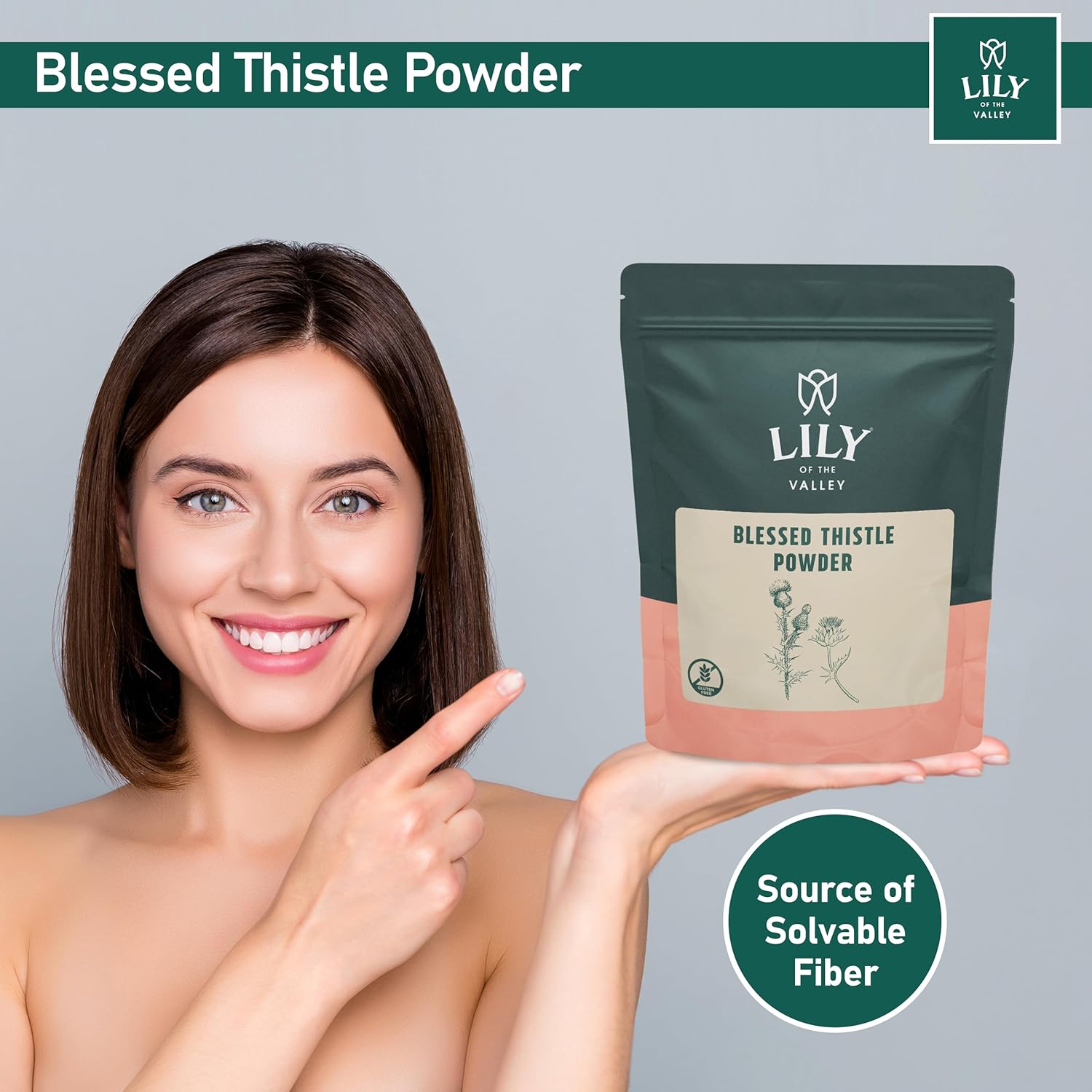 LILY OF THE VALLEY Blessed Thistle Extract Powder - Ideal for Smoothies & Juices - Milk Thistle Tea - Rich in Silymarin and Antioxidants - Vegan & Gluten-Free - Packed in Resealable Pouch (16oz, 453g) : Health & Household