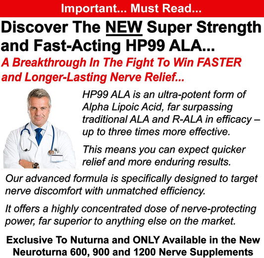 Neuropathy Support Supplement With 1200 Mg Hp-99 Alpha Lipoic Acid - Max Strength Ala Nerve Formula For Feet Hands Fingers Legs - Ultra Potent 18 In 1 Natural Peripheral Nerve Vitamins - 180 Capsules