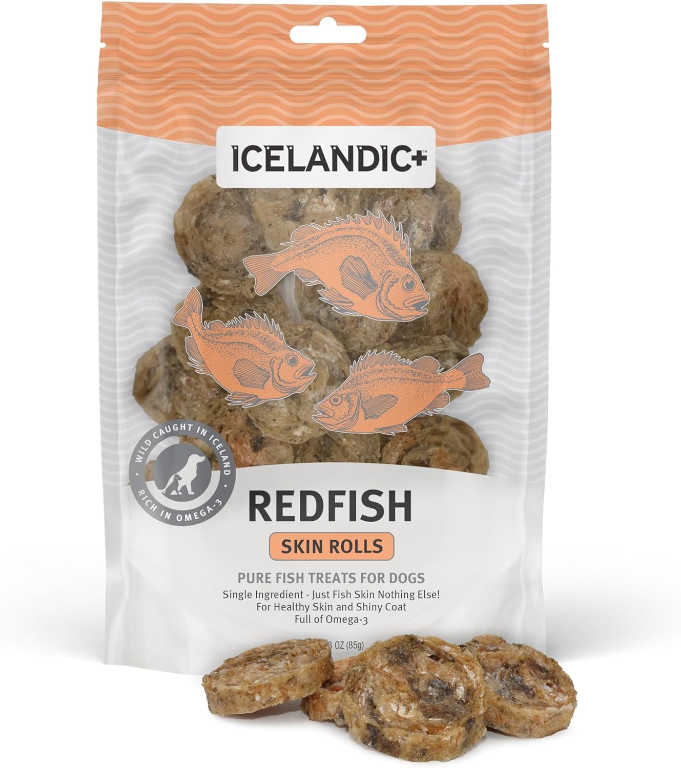 Icelandic+ Redfish Skin Rolls Dog Treat 3-oz Bag