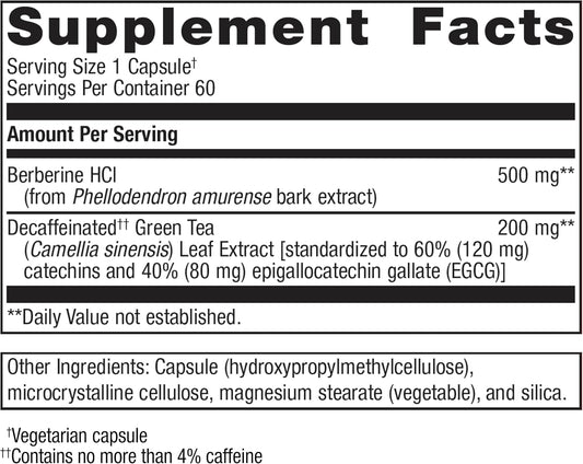 Metagenics Berberine Gt - 500 Mg Berberine Hcl - Supports Heart Health * - Non-Gmo & Gluten-Free - 60 Count