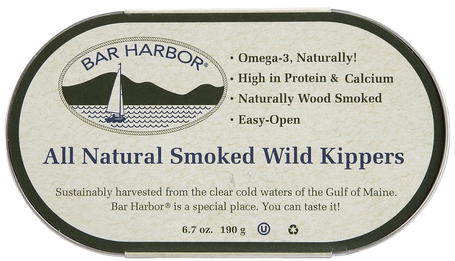 Bar Harbor All Natural Smoked Wild Kippers, Cans, 6.7 Oz