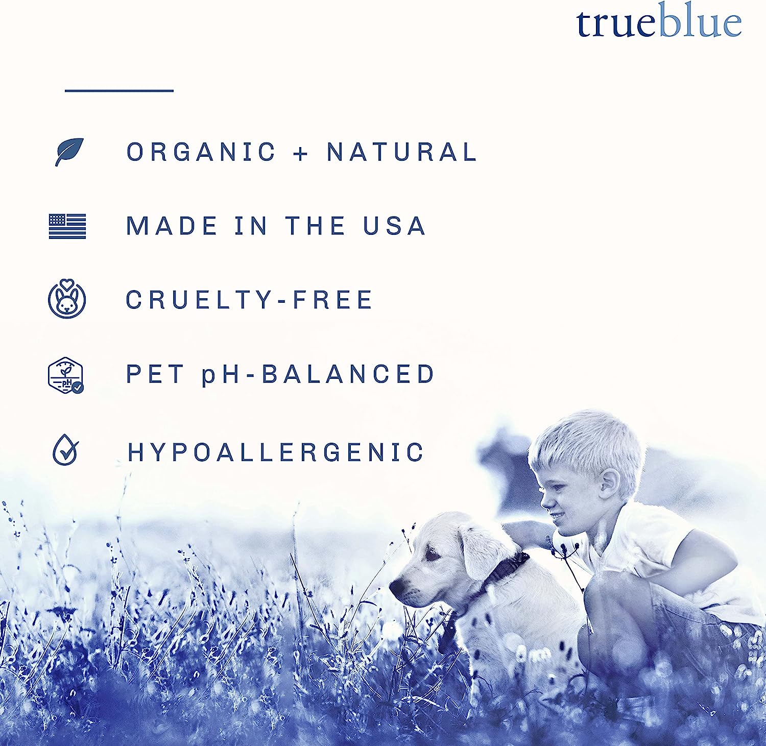 Pet Shampoos : TrueBlue Natural Balance Conditioning Dog Shampoo with Green Tea & Chamomile - Cleansing Wash, Deodorizing, Moisturizing – Toxin Free, Natural Botanical Blend – Tearless Cleaner – 12 Fl. Oz