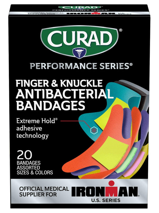 Curad Performance Series Ironman Antibacterial Bandages, Flexible Fabric, Variety Pack With Assorted Sizes & Colors, 20 Count (Pack Of 3)