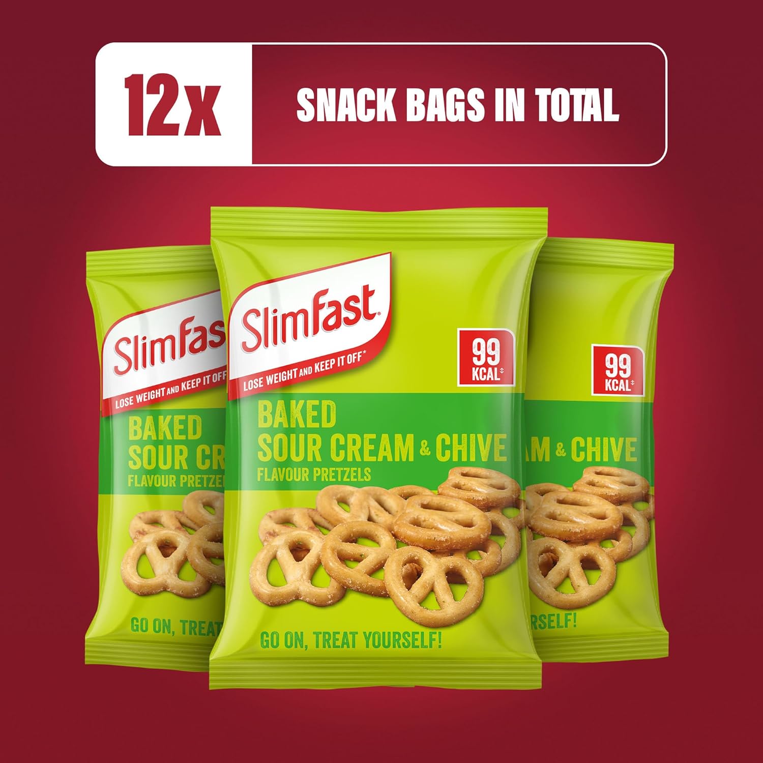 SlimFast Sour Cream Pretzel Snack Bag, Crunchy, Tasty Low Calorie Snack, 12 x 23g Multipack : Amazon.co.uk: Grocery