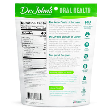 Dr. John’S Oral Health Sugar Free Candy, Healthy Dry Mouth Drops With Zero Sugar, Low Calorie Snacks, Keto Friendly Hard Candy Sweets, Tart Cherry, 24 Count, 3.85 Oz