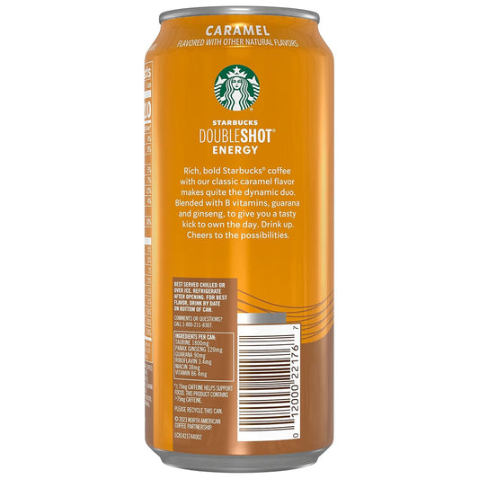 Starbucks Doubleshot Energy Drink Coffee Beverage, Caramel, Iced Coffee, 15 Fl Oz Cans (Packaging May Vary) (Pack Of 12)