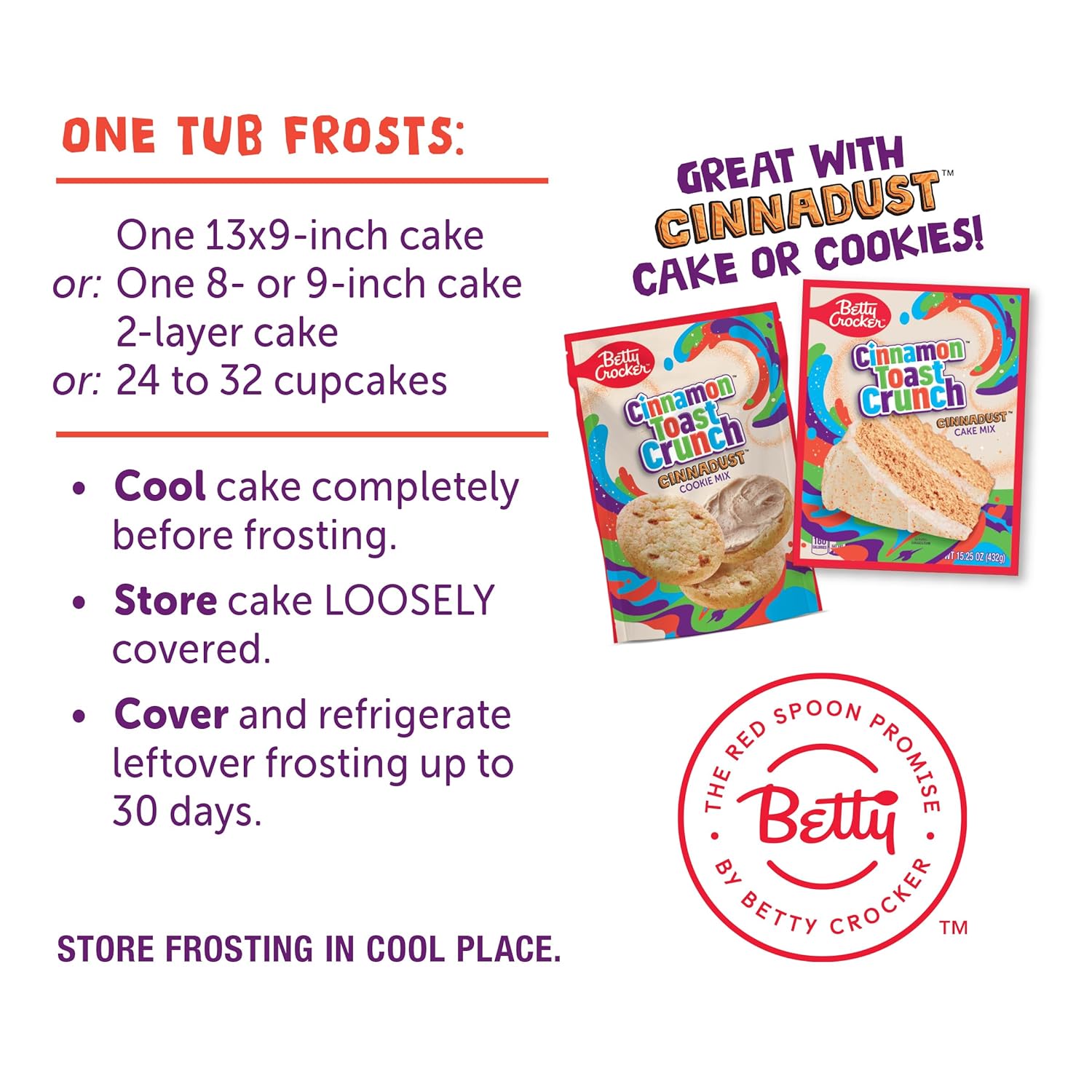 Betty Crocker Cinnamon Toast Crunch Frosting, Made with Cinnadust, 16 oz (Pack of 8) : Grocery & Gourmet Food