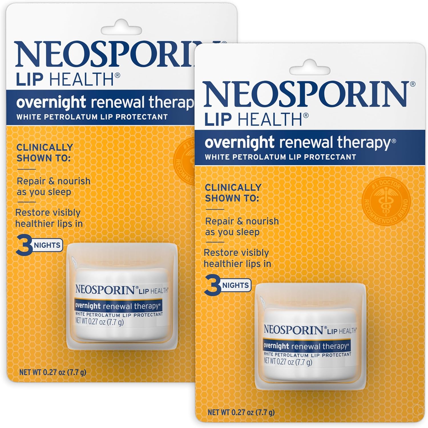 Neosporin Lip Health Overnight Renewal Therapy, 0.27 Oz, Pack Of 2