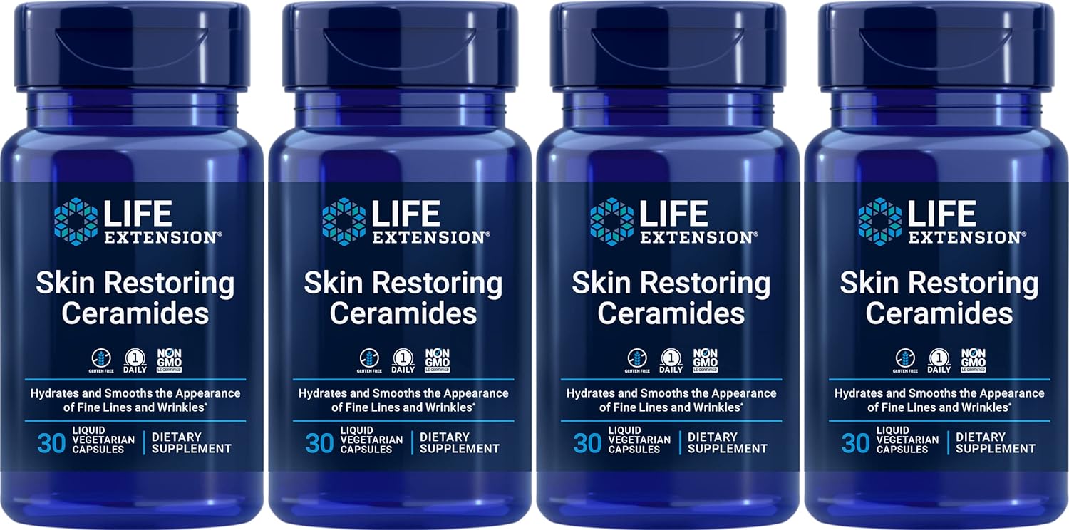 Life Extension Skin Restoring Ceramides, 30 ct (Pack of 4)