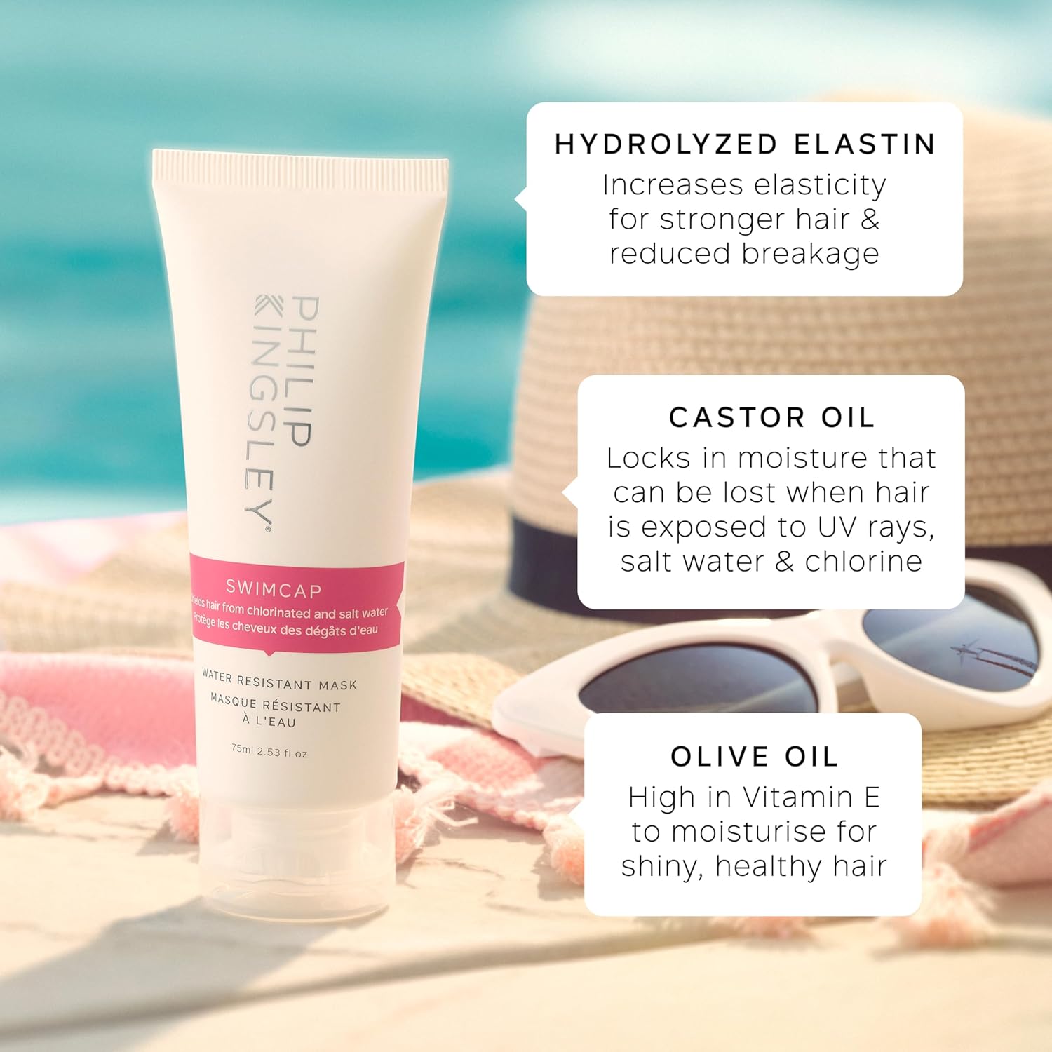 Philip Kingsley | Swimcap - Chlorine Hair Protection Water Resistant Mask | Swim Hair Mask, Protects Hair from Chlorine, Salt Water and Heat Damage | Hair Colour Protection Products | 75ml : Amazon.co.uk: Beauty