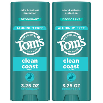 Tom’S Of Maine Clean Coast Aluminum Free Natural Deodorant For Men And Women, 3.25 Oz, 2-Pack