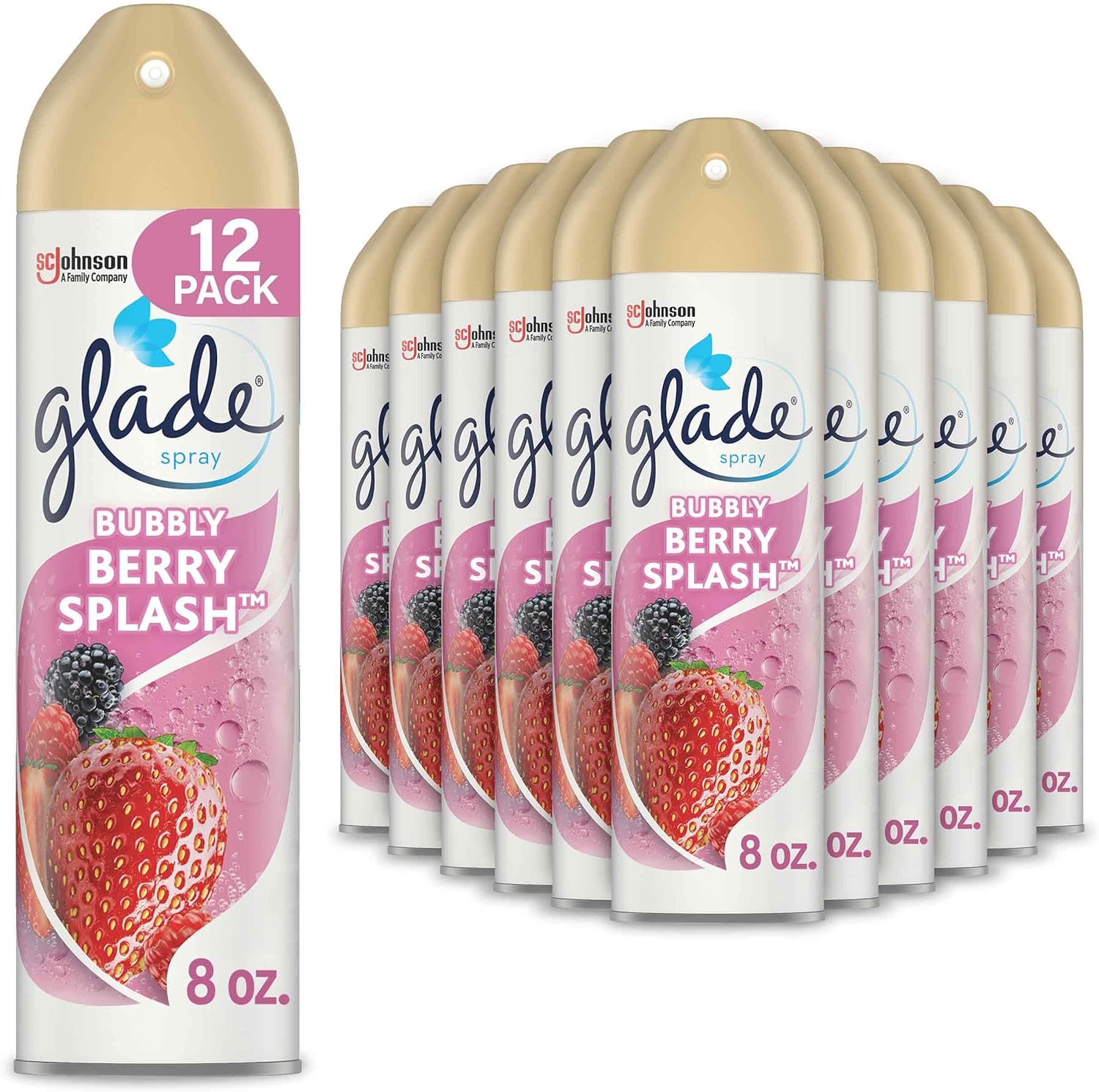 Glade Air Freshener, Room Spray, Bubbly Berry Splash, 8 Oz, 12 Count